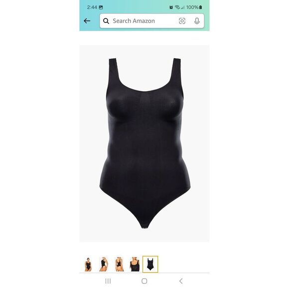 New Medium Large Fabletics Black Nearly Naked Shaping Thong Bodysuit Shapewear - Picture 5 of 8